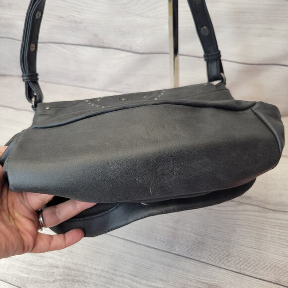 Coldwater Creek Gray Studded Vegan Leather Organizing Shoulder Bag - Picture 7 of 15